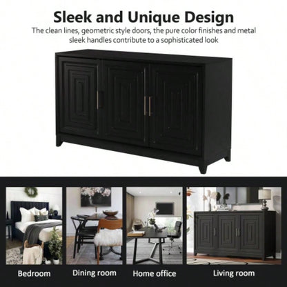 U - Can TV Stand TVs up to 65 Inches, Modern Entertainment Center Media Console Cabinet with 2 Spacious Storage Space, Solid Wood Living room Old SKU: N724P206551B