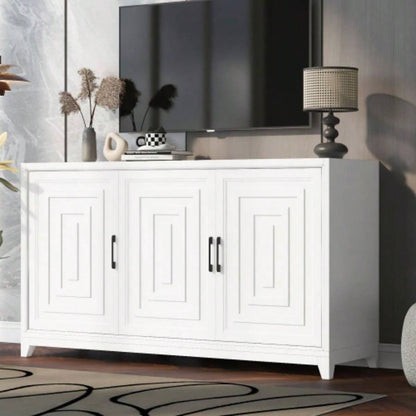 U - Can TV Stand TVs up to 65 Inches, Modern Entertainment Center Media Console Cabinet with 2 Spacious Storage Space, Solid Wood Living room Old SKU: N724P206551B