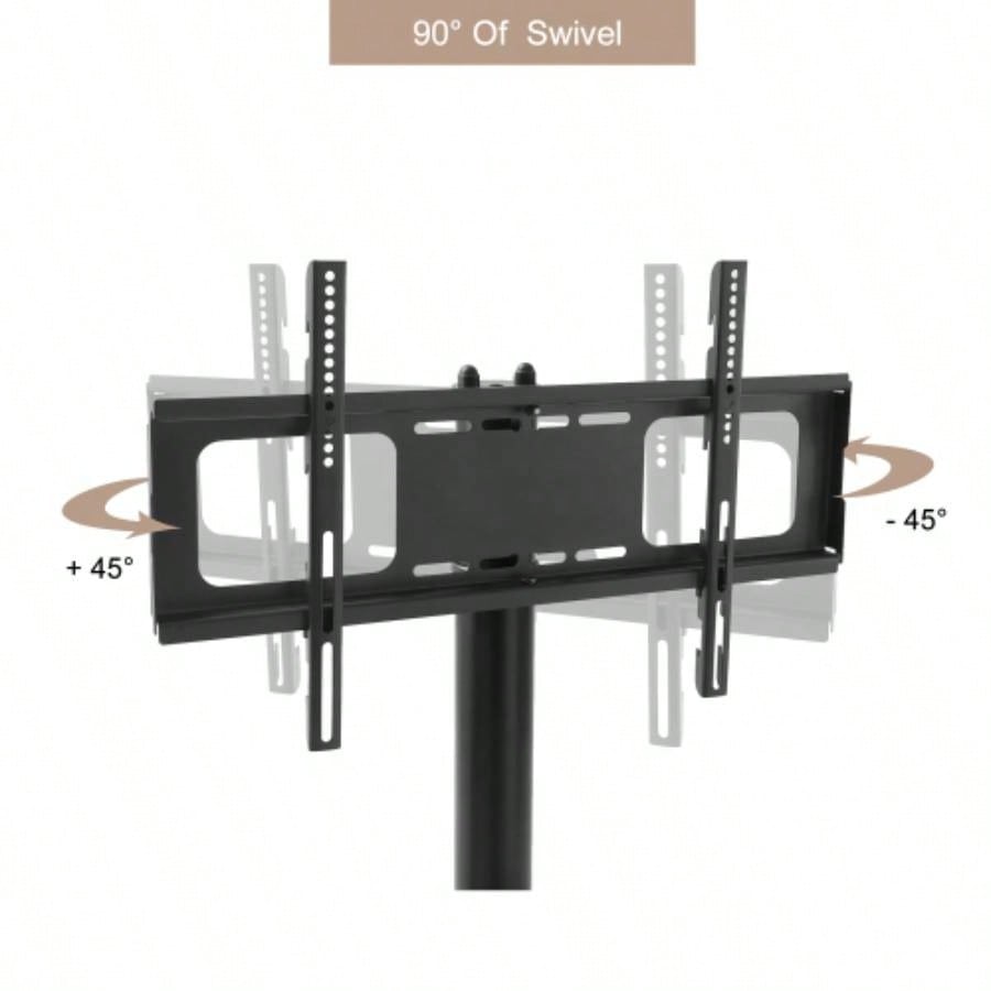 Height and Angle Adjustable Multi - Function Tempered Glass Metal Frame Floor With Lockable Wheels Mobile TV Stand, LCD/Plasma TV bracket 2 Tier Tempered Glass Shelves Multiple Media Devices