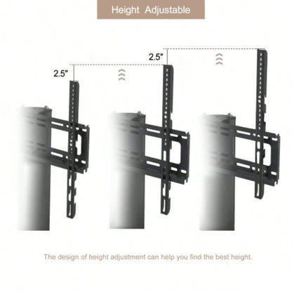 Height and Angle Adjustable Multi - Function Tempered Glass Metal Frame Floor With Lockable Wheels Mobile TV Stand, LCD/Plasma TV bracket 2 Tier Tempered Glass Shelves Multiple Media Devices