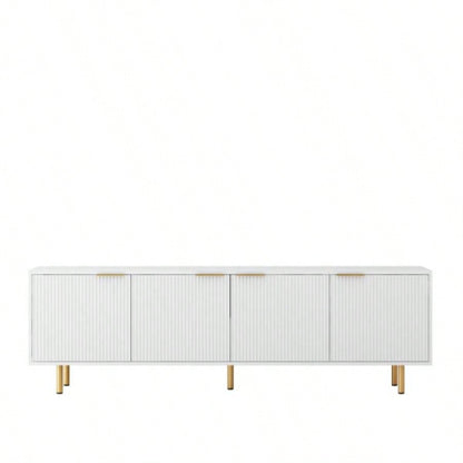 White Modern TV Stand Fluted 68, Entertainment Center with Storage Doors, TV Console Media Cabinet, 55+ Inch TV, Living Room