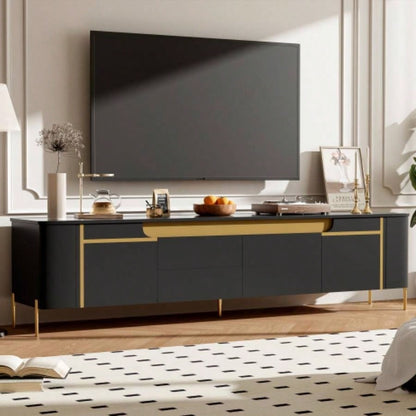 U - Can Modern TV Stand TV up to 70 Inches, TV Cabinet with 1 Drawer, 2 Cabinets and Metal, Handles and Anti - tip Device Living room