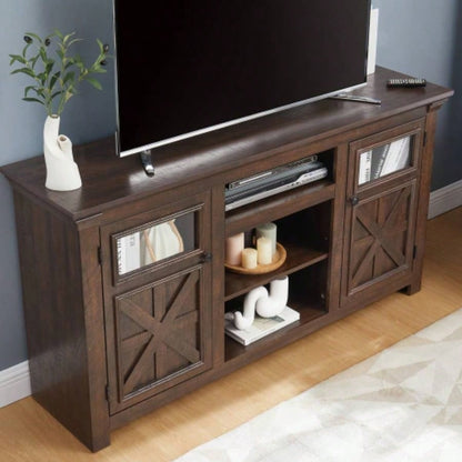2 Doors Cabinet Farmhouse Cabinet, Farmhouse TV Stand Barn Design, Modern Farmhouse TV Media Stand, Large Barn Inspired Home Entertainment Console, Espresso, 60.2315.35D*31. H