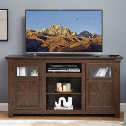 2 Doors Cabinet Farmhouse Cabinet, Farmhouse TV Stand Barn Design, Modern Farmhouse TV Media Stand, Large Barn Inspired Home Entertainment Console, Espresso, 60.2315.35D*31. H