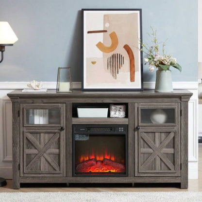 2 Doors Cabinet Farmhouse Cabinet, Farmhouse TV Stand Barn Design, Modern Farmhouse TV Media Stand, Large Barn Inspired Home Entertainment Console, Espresso, 60.2315.35D*31. H