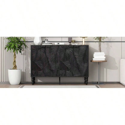 U - Can 47.2 Modern TV Stand, Entertainment Center Media Console with 2 Spacious Storage Space, Solid Wood and Anti - tip Device Living room, Up to 43