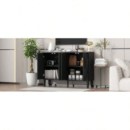 U - Can 47.2 Modern TV Stand, Entertainment Center Media Console with 2 Spacious Storage Space, Solid Wood and Anti - tip Device Living room, Up to 43