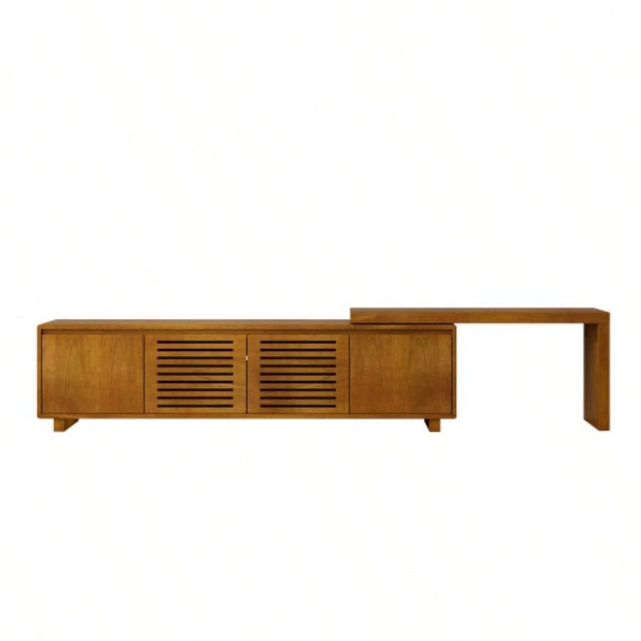 63 Mid - Modern Extendable TV Stand TVs up to 75 Media Console TV Cabinet Living Room, Farmhouse Entertainment Cabinet with Storage Adjustable Panel