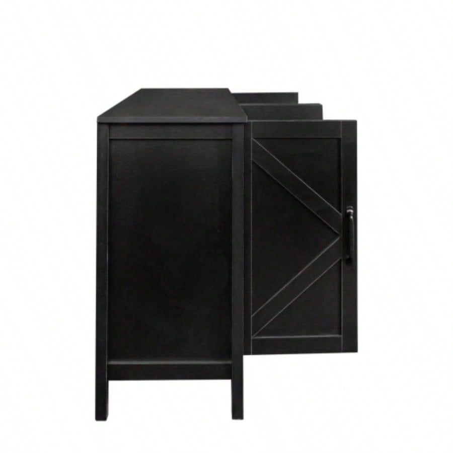 Cabinet with 4 Doors and 4 open shelgves, Freestanding Sideboard Storage Cabinet Entryway Floor Cabinet Living Room Office Bedroom
