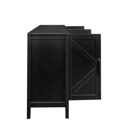 Cabinet with 4 Doors and 4 open shelgves, Freestanding Sideboard Storage Cabinet Entryway Floor Cabinet Living Room Office Bedroom