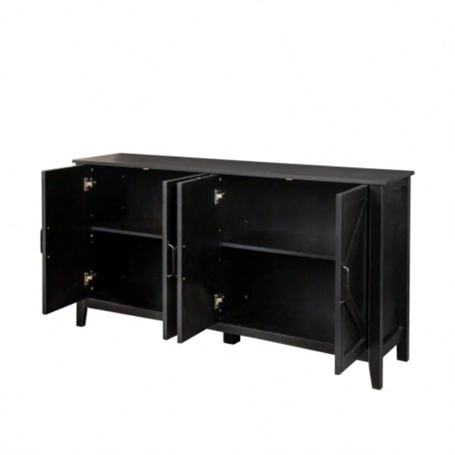 Cabinet with 4 Doors and 4 open shelgves, Freestanding Sideboard Storage Cabinet Entryway Floor Cabinet Living Room Office Bedroom