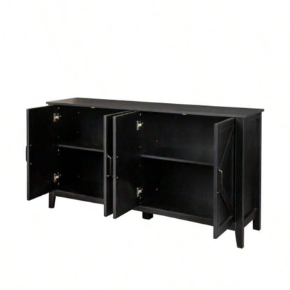 Cabinet with 4 Doors and 4 open shelgves, Freestanding Sideboard Storage Cabinet Entryway Floor Cabinet Living Room Office Bedroom