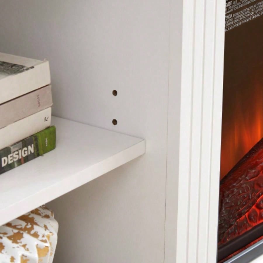 Media Console Table with Large Storage Cabinet, with 23 Fireplace Insert, TV Up to 70 Modern TV Media Entertaionment Stand, White, 65.7517D*32.48H