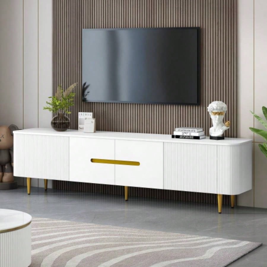 U - Can 78. Minimalist TV Stand TVs up to 85 Inches, Modern Entertainment Center Media Console with 4 Spacious Cabinets Living roomOLD SKU: SJ000125AAB