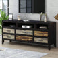 U - Can Modern TV Stand TVs up to 55 Inches, Entertainment Center Media Console, Adjustable Shelf, Metal, Handles and Anti - tip Device Living room