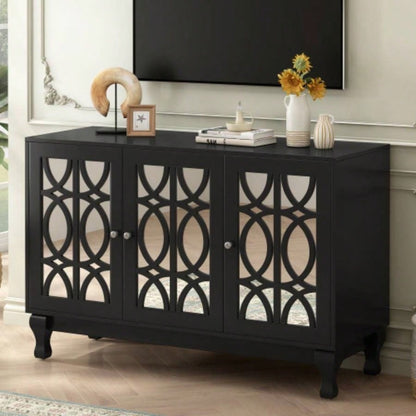 U - Can Modern TV Stand TVs up to 55 Inches, Entertainment Center Media Console, Adjustable Shelf, Metal, Handles and Anti - tip Device Living room