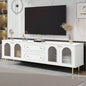 U - Can 78. Modern TV Stand, TV Cabinet with Five Metal and Metal Handles, 2 Drawers and 2 Cabinets with Fluted Glass Doors Living room, Up to 80 Old SKU: SJ000122AAB