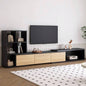 ON - TREND 74.8126 Extendable TV Stand with 3 Tier Bookshelves TVs up to 110 Adjustable Entertainment Center with Storage Cabinets, Sliding Tabletop Media Console Living Room, White