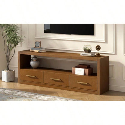 Mirod Stylish TV Stand with Ample Storage, Classic Design with Three Drawers and Spacious Surface, Minimalist Metal Handles, Versatile as TV Console or Side Cabinet