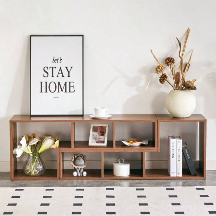 2 Pieces Cube TV Stand, Combination Gaming Entertainment Center Media Stand, Open Storage Bookcase Shelf Living Room, 2 Shelf Bookcase L - Shaped TV Console Stand, with Dimensions of 55.1*11.8*17.1