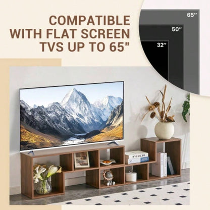 2 Pieces Cube TV Stand, Combination Gaming Entertainment Center Media Stand, Open Storage Bookcase Shelf Living Room, 2 Shelf Bookcase L - Shaped TV Console Stand, with Dimensions of 55.1*11.8*17.1