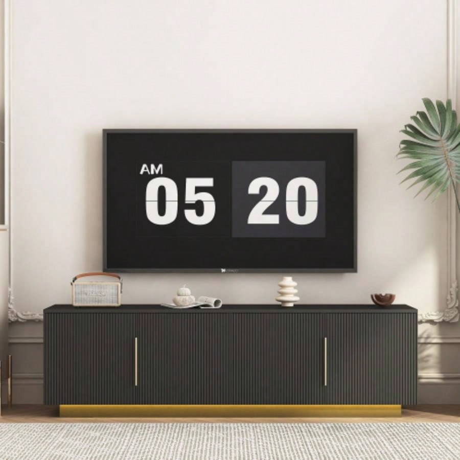 TV Stand with 16 Color LEDs, 68 Modern TV Stand, TV Cabinet Entertainment Center 55 60 65 Inch TV