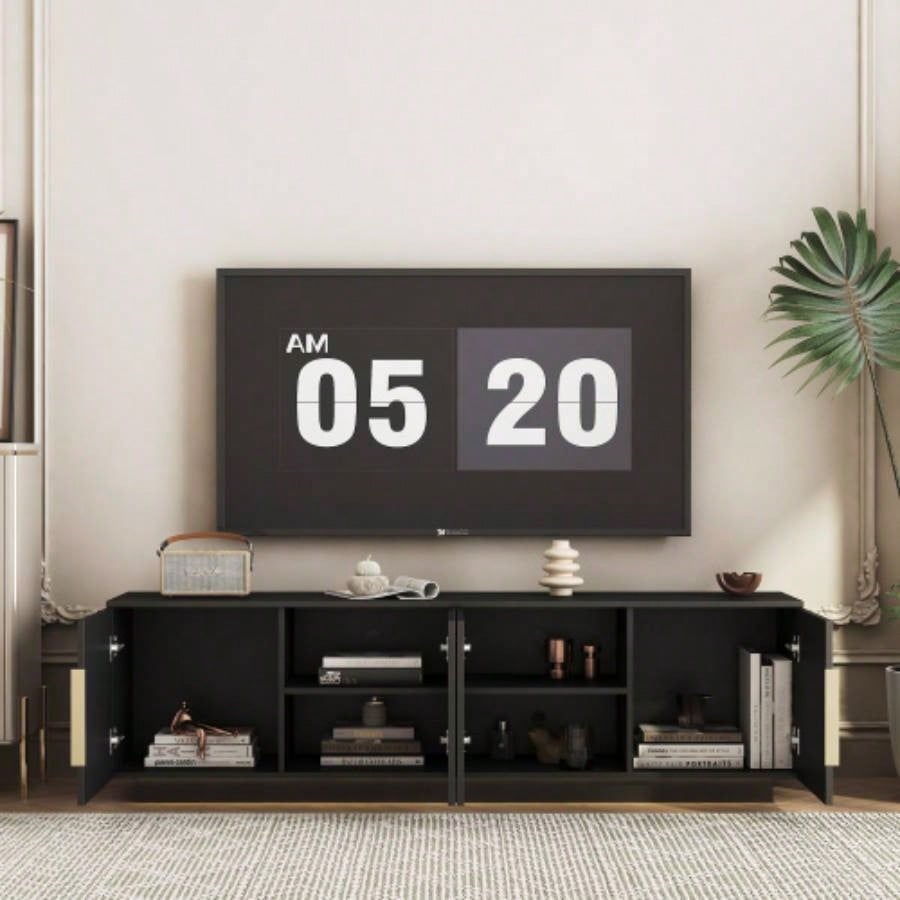 TV Stand with 16 Color LEDs, 68 Modern TV Stand, TV Cabinet Entertainment Center 55 60 65 Inch TV