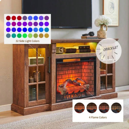 65 Fireplace TV Stand TVs up to 75with 28 Fireplace and LED Light