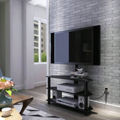 Black Multi - function TV Stand Height Adjustable Bracket Swivel 3 - Tier