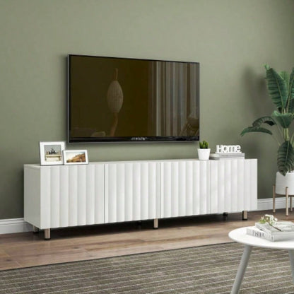 TV Stand 65+ Inch TV, Modern TV Stand Living Room, Entertainment Center with Storage 2 Drawers, TV Media Console Cabinet Bedroom, White