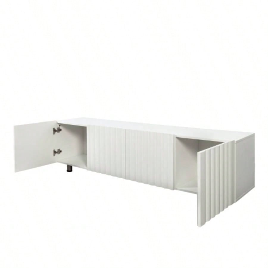 TV Stand 65+ Inch TV, Modern TV Stand Living Room, Entertainment Center with Storage 2 Drawers, TV Media Console Cabinet Bedroom, White
