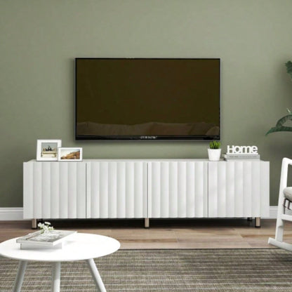 TV Stand 65+ Inch TV, Modern TV Stand Living Room, Entertainment Center with Storage 2 Drawers, TV Media Console Cabinet Bedroom, White