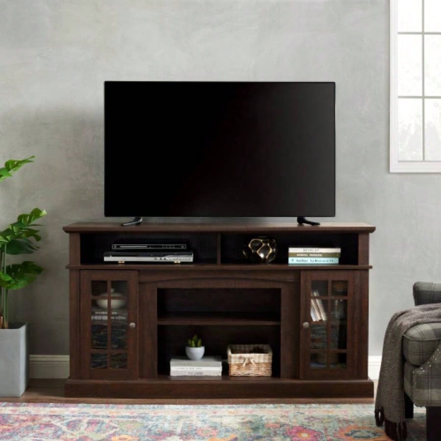 Classic TV Media Stand Modern Entertainment Console TV Up to 65 with Open and Closed Storage Space, Espresso, 58.2515.75D*32H