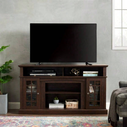 Classic TV Media Stand Modern Entertainment Console TV Up to 65 with Open and Closed Storage Space, Espresso, 58.2515.75D*32H