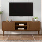 Mirod Stylish TV Stand with Vertical Striped Doors, Space - Saving Sliding Door Design, Sturdy Solid Wood, Versatile as TV Console or Side Cabinet