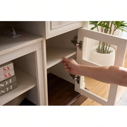 Farmhouse Fireplace TV Stand with Roman Column Styling, Up to 80 - inch TV, 70 - inch Modern Tall Entertainment Center with LED Lights, Living Room Media Console