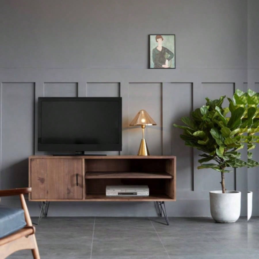 Simple, Modern, Vintage Reclaimed Wood TV Stand Media Table Living Room