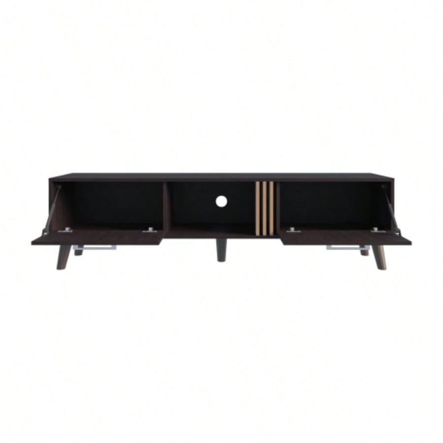 TV Stand, 2 Doors, 1 Shelf, Black/ Natural Oak