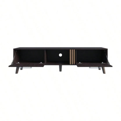 TV Stand, 2 Doors, 1 Shelf, Black/ Natural Oak