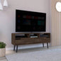 Tv Stand TVs up 52 Three Open Shelves, Two Flexible Drawers, Dark Walnut
