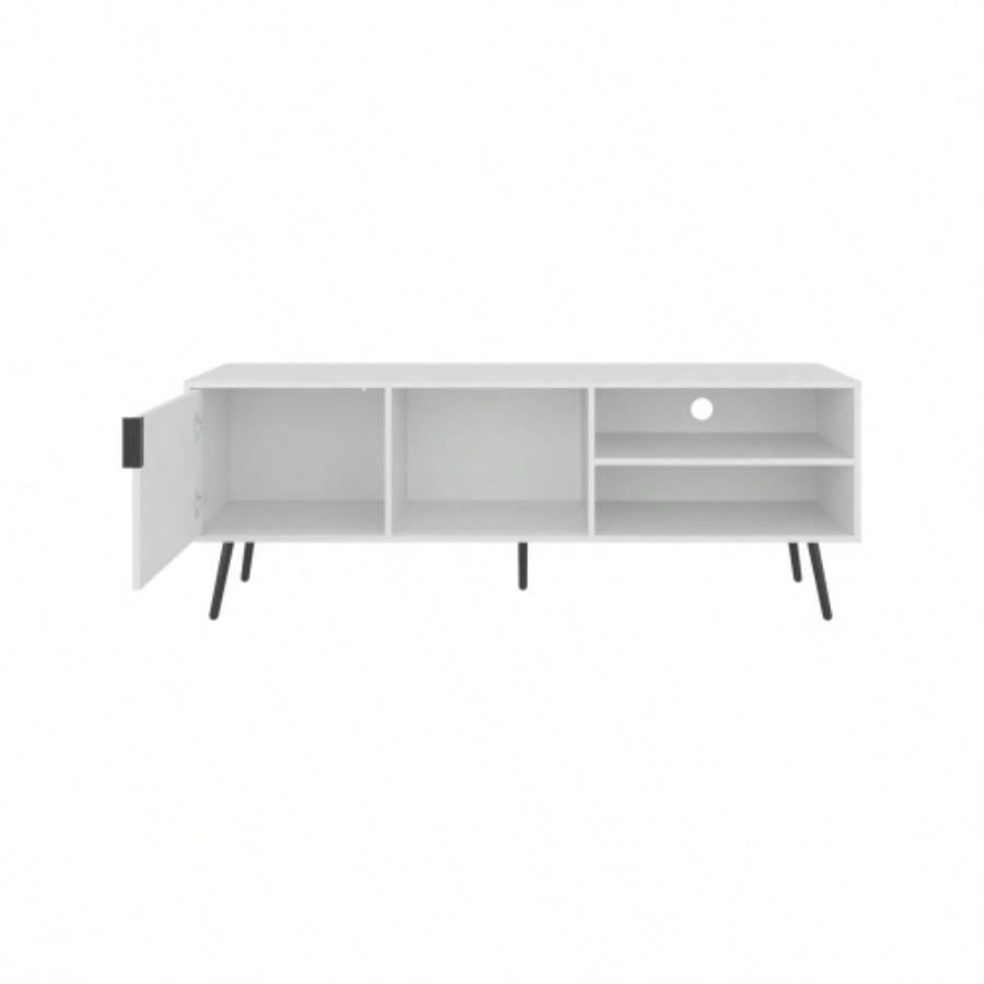 TV Stand, 1 Door, 3 Shelves, White