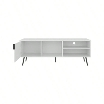 TV Stand, 1 Door, 3 Shelves, White