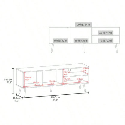 TV Stand, 1 Door, 3 Shelves, White