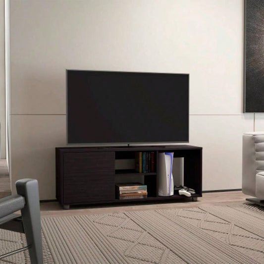 Tv Stand, 1 Door, 4 Shelves, 55 TV Capacity
