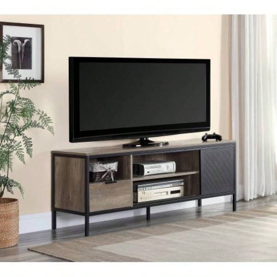 Nantan Rustic Oak Black TV Stand