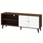 Amidon TV Stand TVs up to 63 with 2 Storage Shelves 1 Cabinet, Modern Entertainment Centre TV in Living Room in Walnut+White
