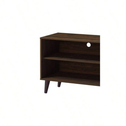 Amidon TV Stand TVs up to 63 with 2 Storage Shelves 1 Cabinet, Modern Entertainment Centre TV in Living Room in Walnut+White