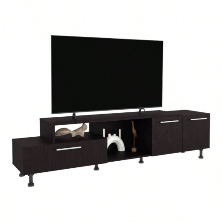 Tv Stand, 3Doors, 1 Shelf 50 TV Capacity