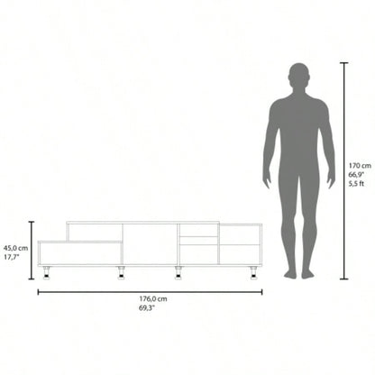 Tv Stand, 3Doors, 1 Shelf 50 TV Capacity