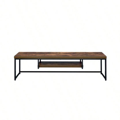 Weathered Oak Black Metal TV Stand